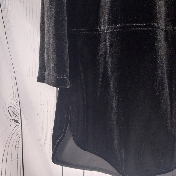 Lauren Ralph Lauren Tunic Velvet Top Black Stretch Keyhole Droptail Size L - Picture 3 of 12